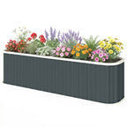 7' x 2' x 2' Galvanized Raised Garden Bed with Gloves, Dark Grey