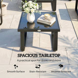 Metal Side Table with Tempered Glass Top & Adjustable Feet, 45x45x33 cm, Black