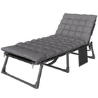 Folding Lounge Chair, 75 cm Wide with Cushion and Side Pocket, Dark Grey