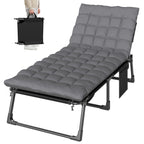 Folding Lounge Chair, 75 cm Wide with Cushion and Side Pocket, Dark Grey