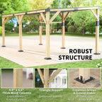 PerArbor 10' x 20' Wooden Lean-to Gazebo with Galvanized Steel Sloped Roof, Light Walnut