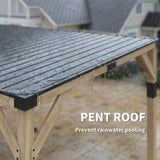 PerArbor 10' x 20' Wooden Lean-to Gazebo with Galvanized Steel Sloped Roof, Light Walnut