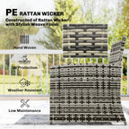 6 Piece Rattan Garden Furniture Set with 2 Nesting Tables, Grey