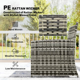 6 Piece Rattan Garden Furniture Set with 2 Nesting Tables, Grey