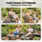 6 Piece Rattan Garden Furniture Set with 2 Nesting Tables, Grey