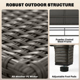 Rattan Patio Daybed with Storage Ottoman and Adjustable Backrest, Gray
