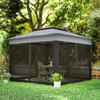 10.7 x 10.7ft Pop-Up Gazebo with Mesh Curtains & UV30 Roof, Dark Grey