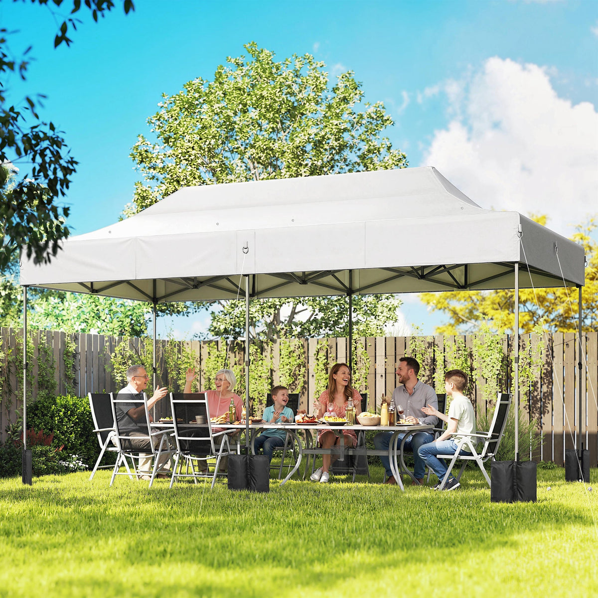 10' x 20' Pop Up Canopy Tent with Wheeled Carry Bag, White