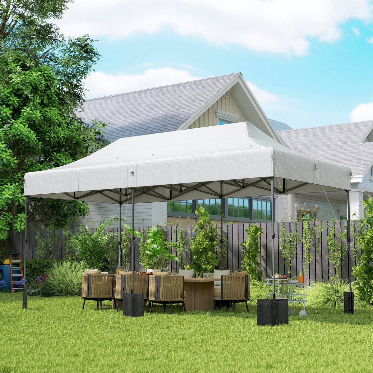 10' x 20' Pop Up Canopy Tent with Wheeled Carry Bag, White