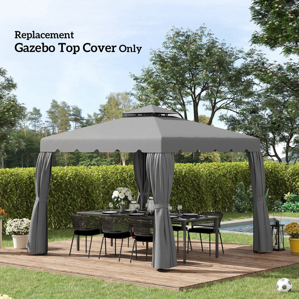 10' x 10' Gazebo Replacement Top with Double Vented Roof for Outdoor Patio Use, Light Gray