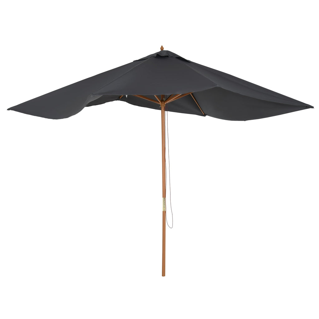 7' x 10' Wooden Patio Umbrella with Top Vent, Dark Grey