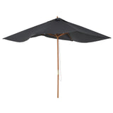 7' x 10' Wooden Patio Umbrella with Top Vent, Dark Grey