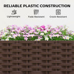 56.3" Self-Watering Planter Box with Trellis and Wheels, Brown