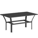 Outdoor Metal Coffee Table with Slatted Top, Black