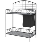 Folding Potting Bench Table with Storage Shelf, Flourishes