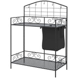 Folding Potting Bench Table with Storage Shelf, Flourishes