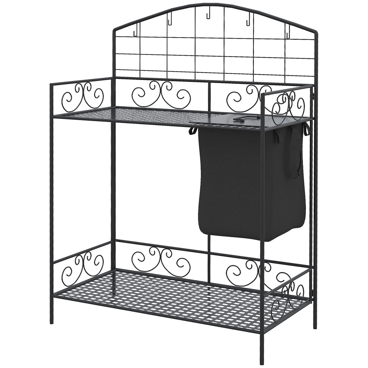 Folding Potting Bench Table with Storage Shelf, Flourishes