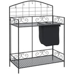 Folding Potting Bench Table with Storage Shelf, Flourishes