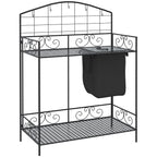 Folding Potting Bench Table with Storage Shelf, Flourishes