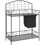 Folding Potting Bench Table with Storage Shelf, Flourishes