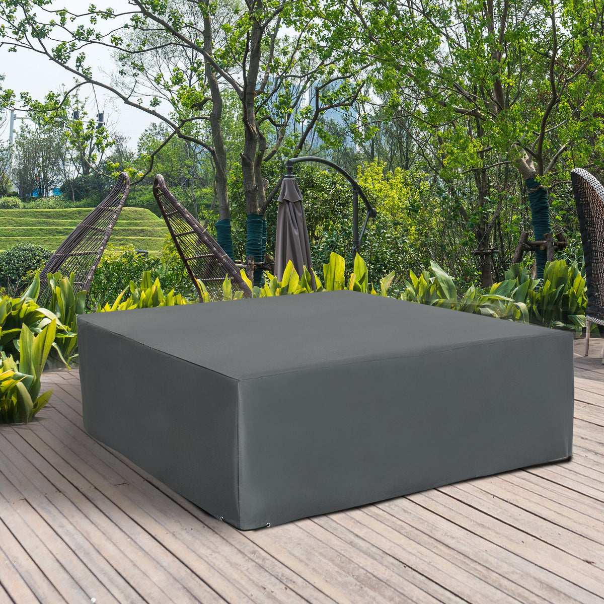 80.7" x 75.6" x 24" Waterproof Patio Furniture Cover, Grey
