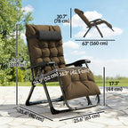 Reclining Zero Gravity Chair with Cushion and Headrest, Khaki