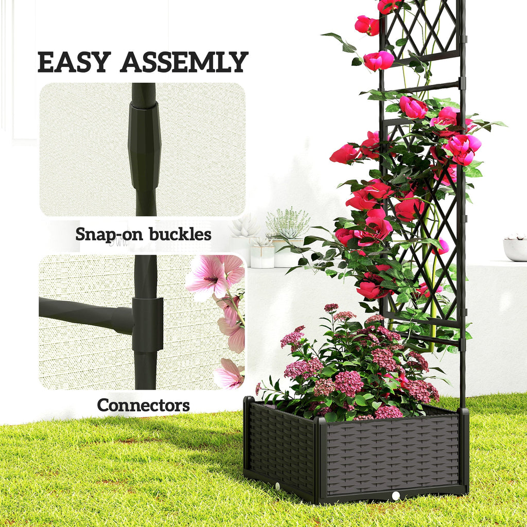 7.2ft Garden Arch with 2 Planter Boxes for Climbing Plants, Black