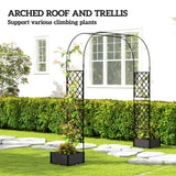7.2ft Garden Arch with 2 Planter Boxes for Climbing Plants, Black