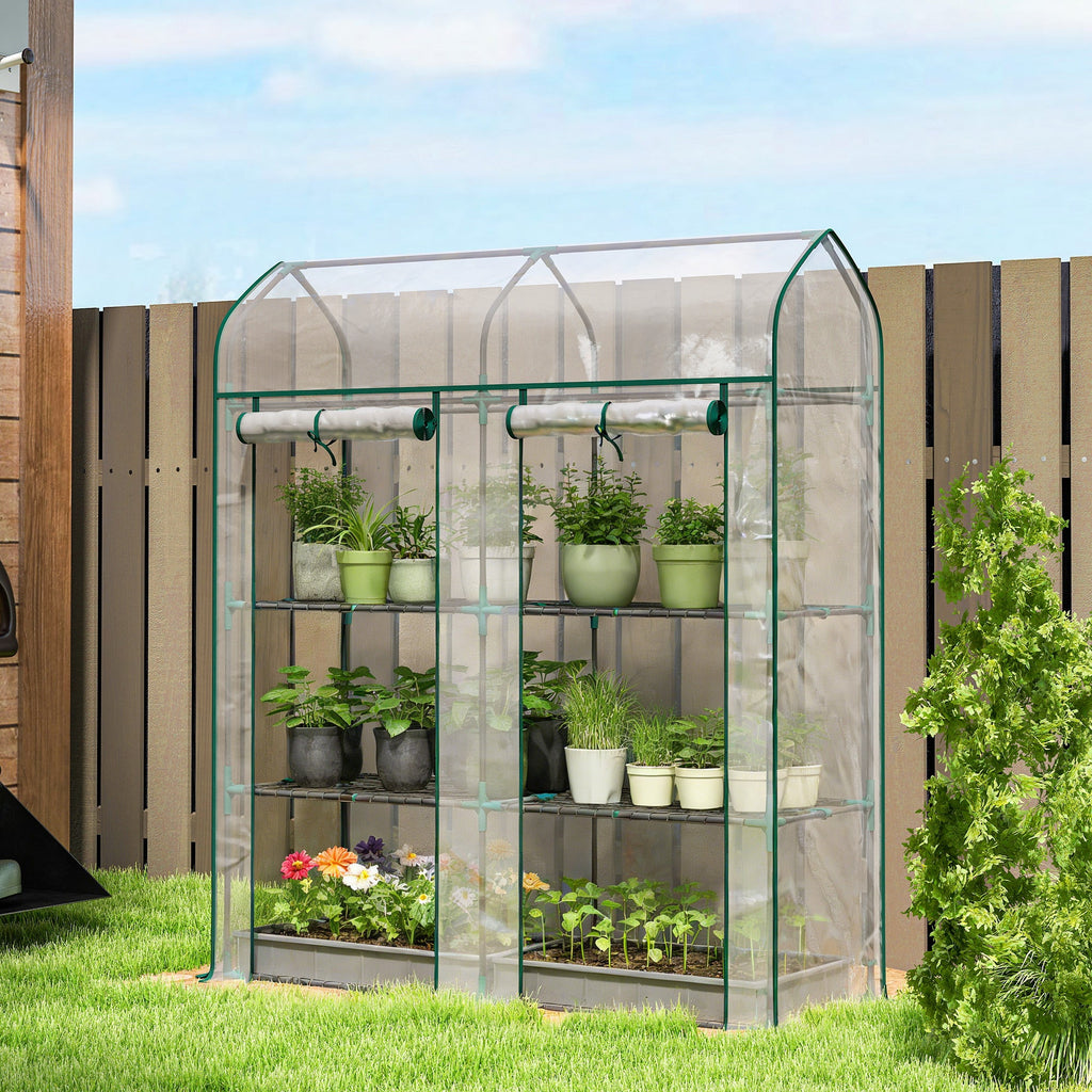3-Tier Mini Greenhouse, 56.3" x 18.1" x 65", Clear