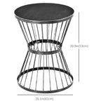 16" Steel Patio Side Table with Hourglass Design, Black