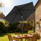 2 m Garden Parasol with Crank Handle, Tilt Function & UV30+, Black