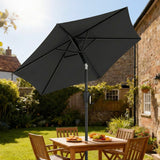 2 m Garden Parasol with Crank Handle, Tilt Function & UV30+, Black
