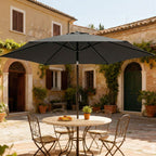 2 m Garden Parasol with Crank Handle, Tilt Function & UV30+, Black