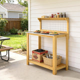 100 x 48 x 119 cm Potting Bench with Aluminium Worktop, Yellow