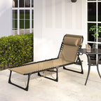 Folding Lounge Chair with Adjustable Backrest and Pillow, Beige
