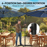 3 m Cantilever Parasol with Solar LED Light, Cover & 360° Rotation, Navy Blue