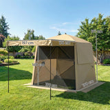 2 x 2 m Pop Up Gazebo with Awning, Sides, Mesh Windows & Carry Bag, Khaki