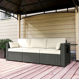 3-Seater Wicker Outdoor Sofa with Side Trays & Thick Cushions, Cream White