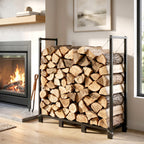 4 ft Firewood Rack with Customizable Width & Height, Cable Reinforcement, 616 lb Capacity, Black