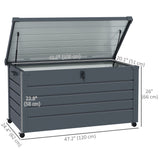 82 Gallon Galvanized Steel Deck Box with Wheels and Handles, Dark Grey