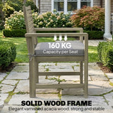 4-Seater Acacia Garden Set with Loveseat, 2 Chairs & Wood Table, Light Grey