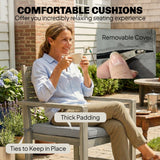4-Seater Acacia Garden Set with Loveseat, 2 Chairs & Wood Table, Light Grey