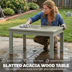 4-Seater Acacia Garden Set with Loveseat, 2 Chairs & Wood Table, Light Grey