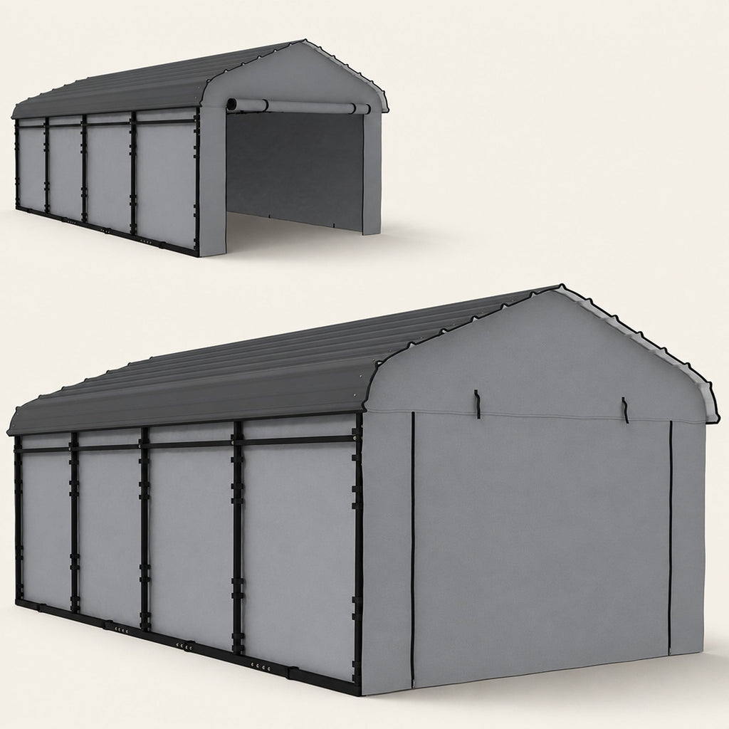Onward 12' x 20' Heavy Duty Metal Carport with Galvanized Roof & Removable Sidewalls
