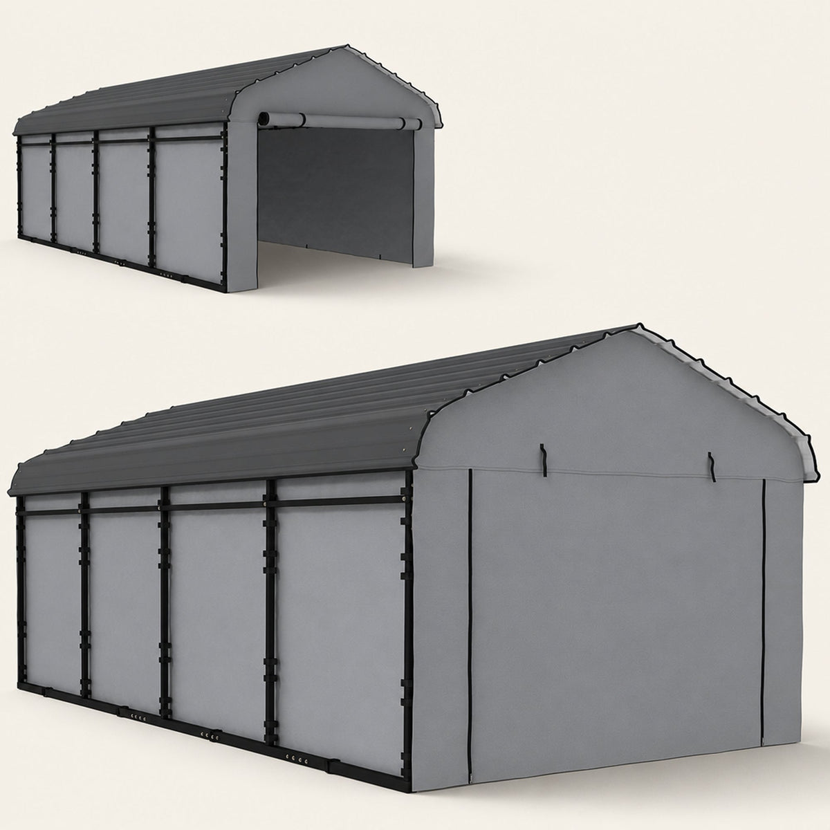 Onward 12' x 20' Heavy Duty Metal Carport with Galvanized Roof & Removable Sidewalls