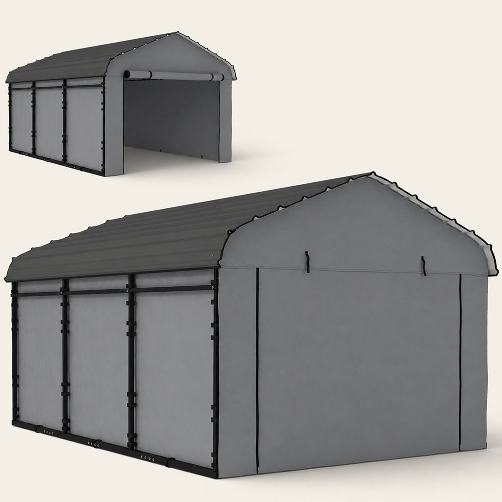 Onward 10' x 15' Heavy Duty Metal Carport with Galvanized Roof & Removable Sidewalls