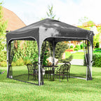 10 x 10 ft Pop Up Canopy Tent with Mosquito Netting and Sandbags, Dark Grey