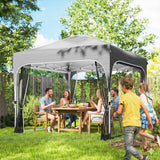 10 x 10 ft Pop Up Canopy Tent with Mosquito Netting and Sandbags, Dark Grey