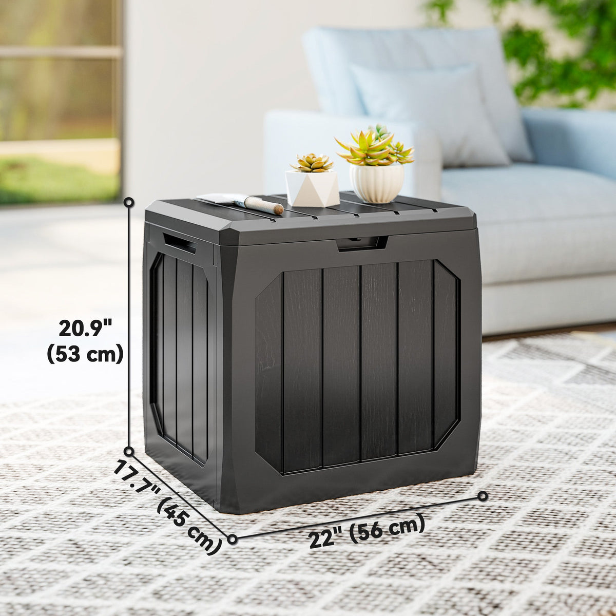 32 Gallon Plastic Deck Box with Handles, Black