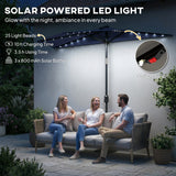 2.6 m Half Garden Parasol with Solar LED Lights and Tilt, Dark Blue